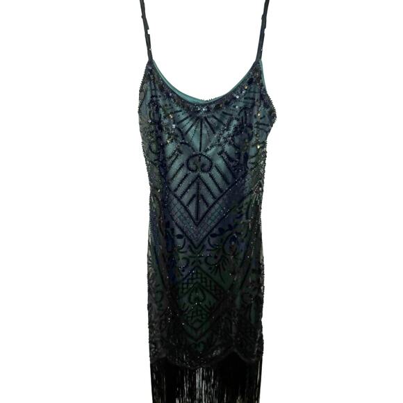 YESSA Women's Flapper Dress 1920s,Great Gatsby, Holiday Party, Beaded Fringe - Picture 3 of 3